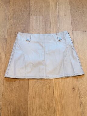 Free People We The Free Faux Leather Mini Skirt Tan Size 30 Vegan Leather A-Line